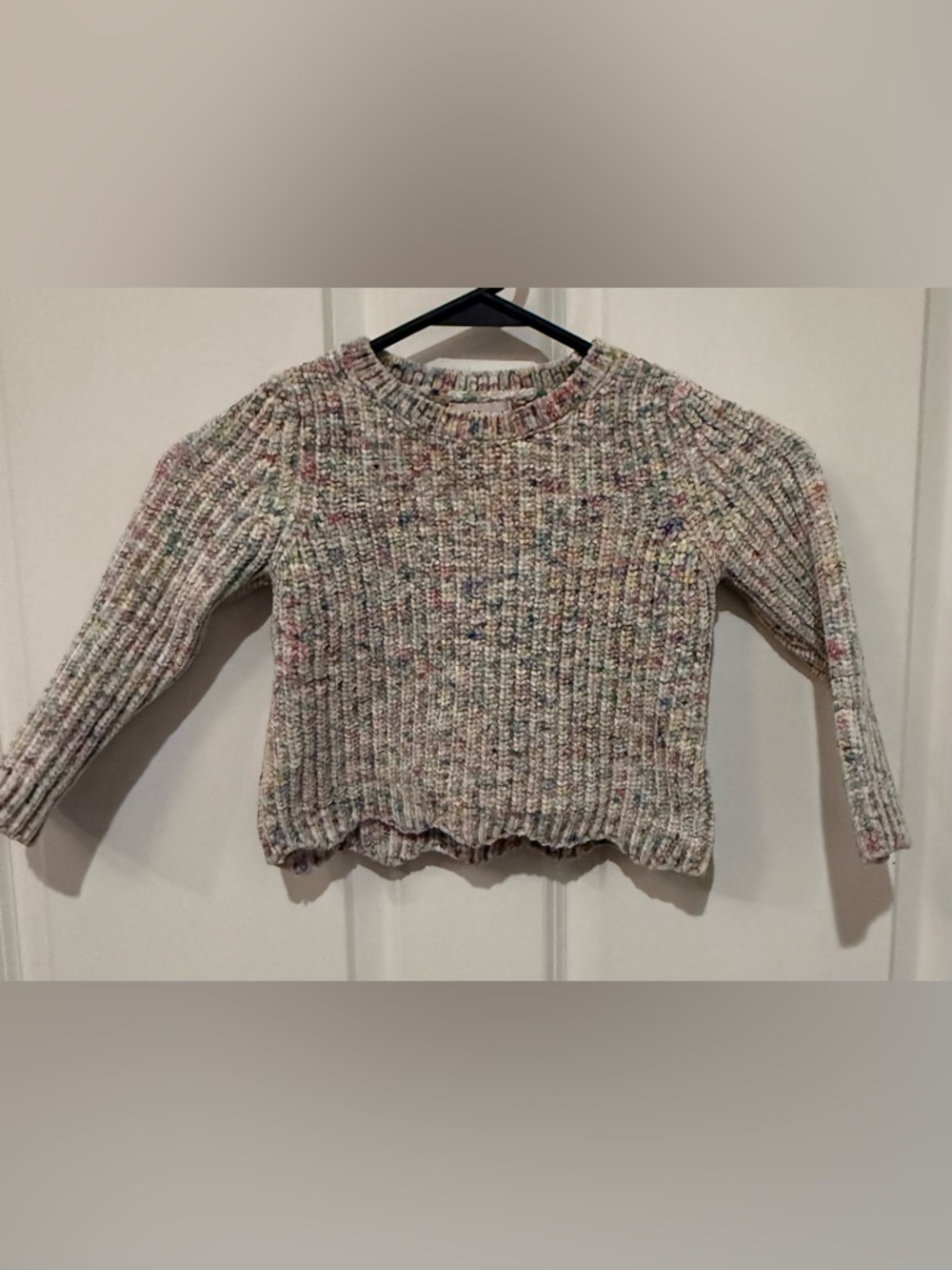 Design History Cream Multicolor Speckled Ribbed Crewneck Sweater